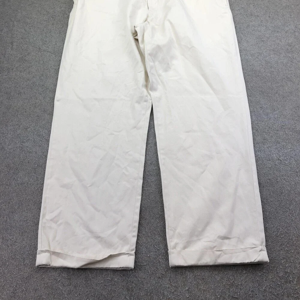Bills Khakis Pants Mens 38 White Canvas Relaxed Straight Cuffed Casual USA